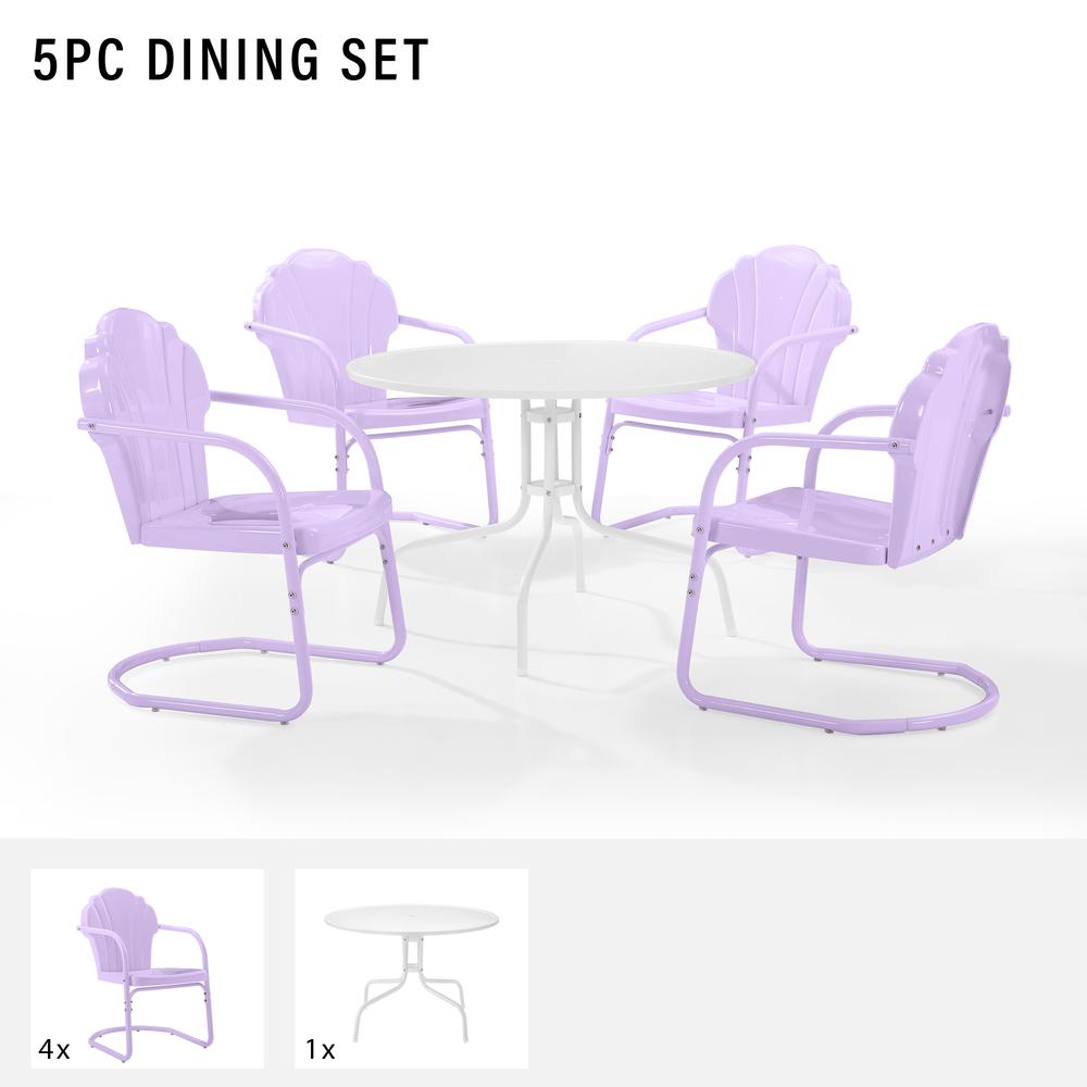 Tulip 5Pc Retro Outdoor Dining Set - Dining Table & 4 Chairs. Picture 9