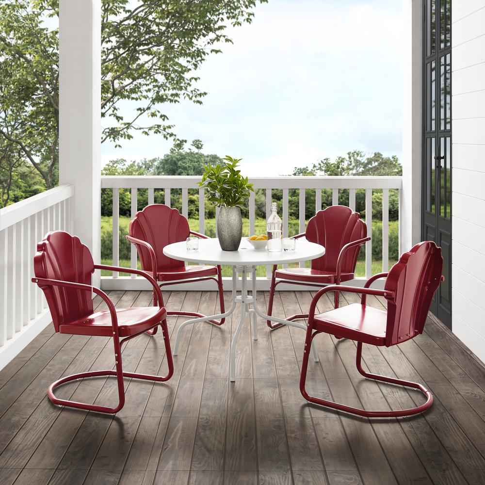 Tulip 5Pc Retro Outdoor Dining Set - Dining Table & 4 Chairs. Picture 1