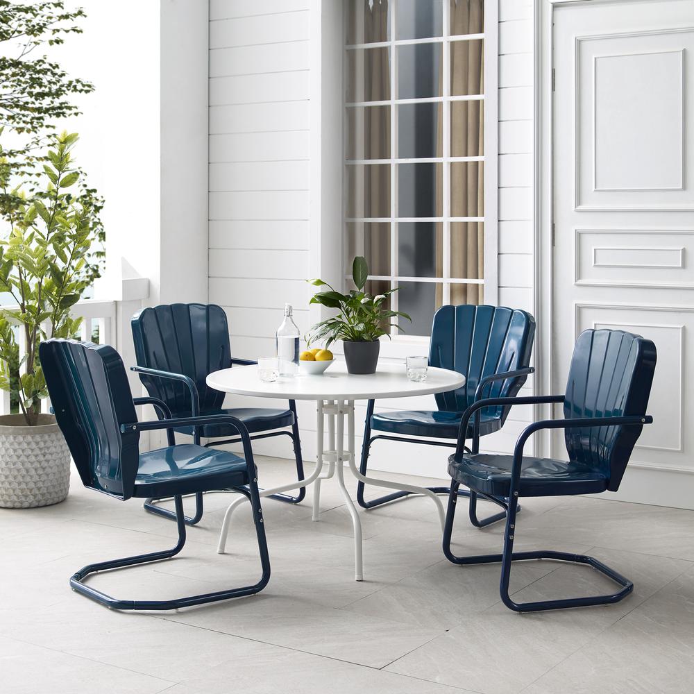 Ridgeland 5Pc Round Retro Outdoor Dining Set - Dining Table & 4 Chairs. Picture 6