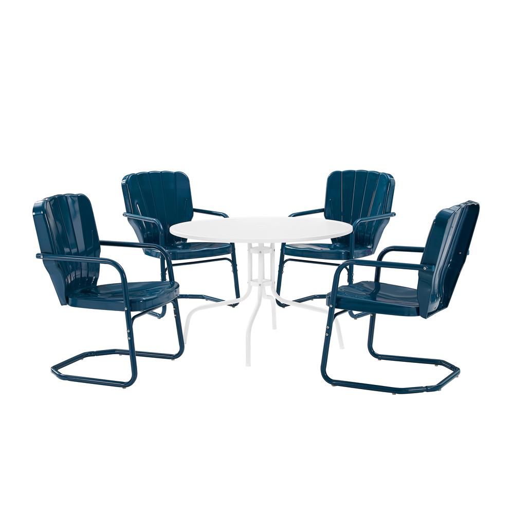 Ridgeland 5Pc Round Retro Outdoor Dining Set - Dining Table & 4 Chairs. Picture 1