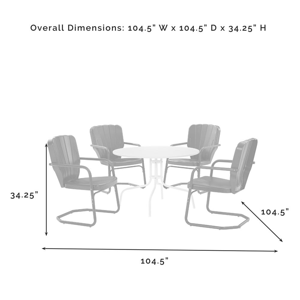 Ridgeland 5Pc Round Retro Outdoor Dining Set - Dining Table & 4 Chairs. Picture 10