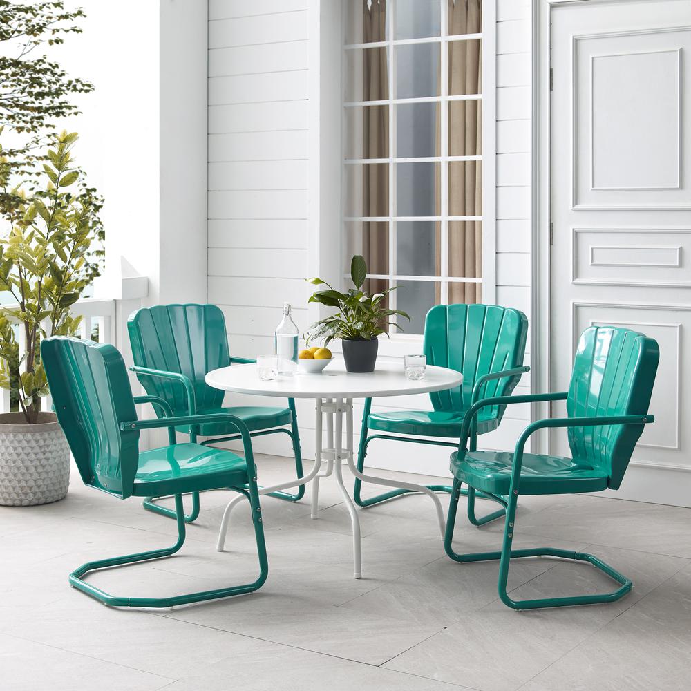 Ridgeland 5Pc Round Retro Outdoor Dining Set - Dining Table & 4 Chairs. Picture 11