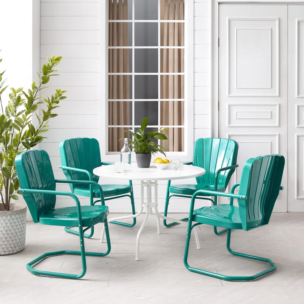 Ridgeland 5Pc Round Retro Outdoor Dining Set - Dining Table & 4 Chairs. Picture 6