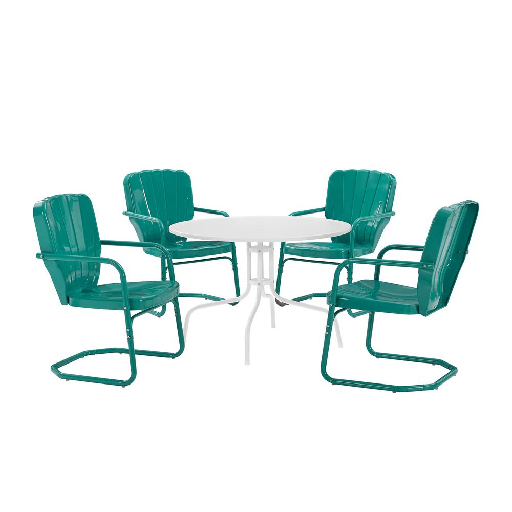 Ridgeland 5Pc Round Retro Outdoor Dining Set - Dining Table & 4 Chairs. Picture 7