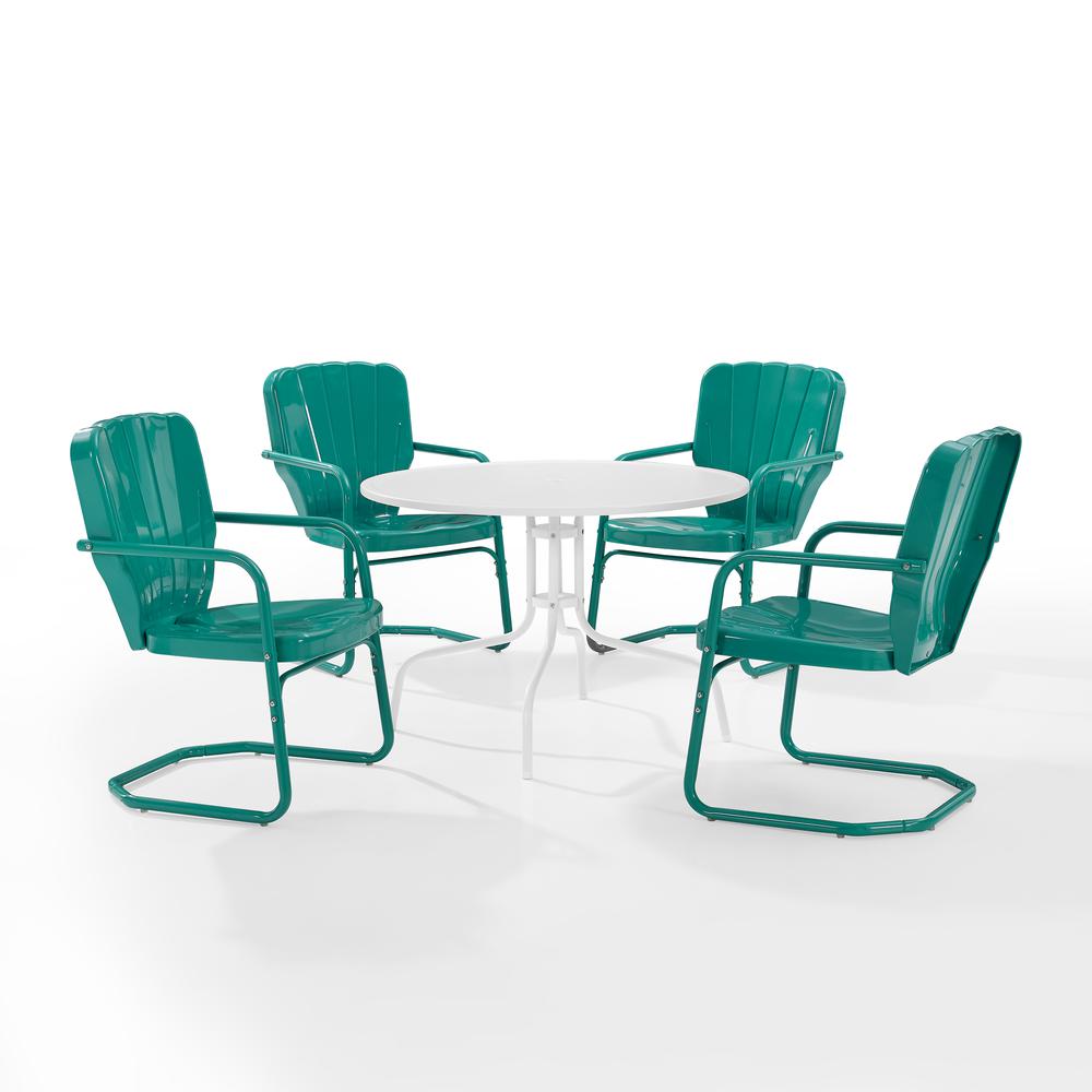 Ridgeland 5Pc Round Retro Outdoor Dining Set - Dining Table & 4 Chairs. Picture 10