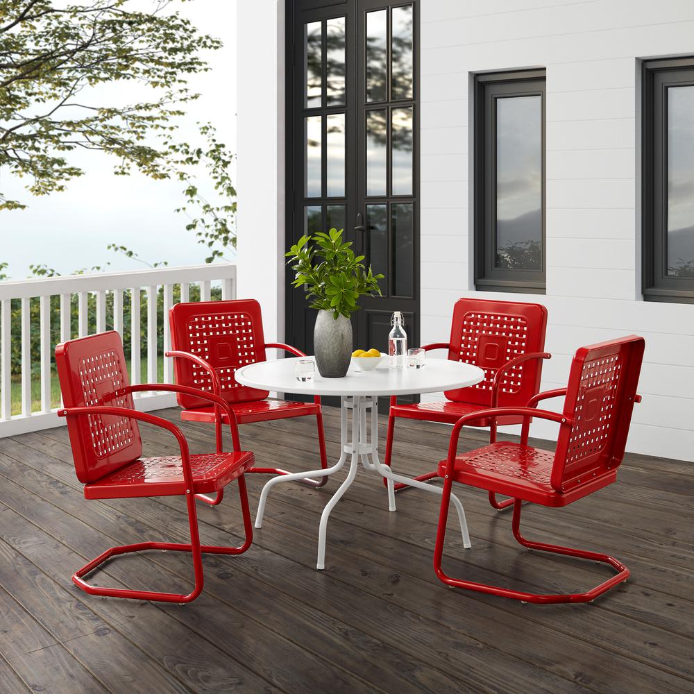 Bates 5Pc Round Retro Outdoor Dining Set - Dining Table & 4 Armchairs. Picture 3