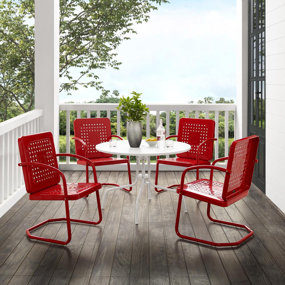 Bates 5Pc Round Retro Outdoor Dining Set - Dining Table & 4 Armchairs. Picture 2