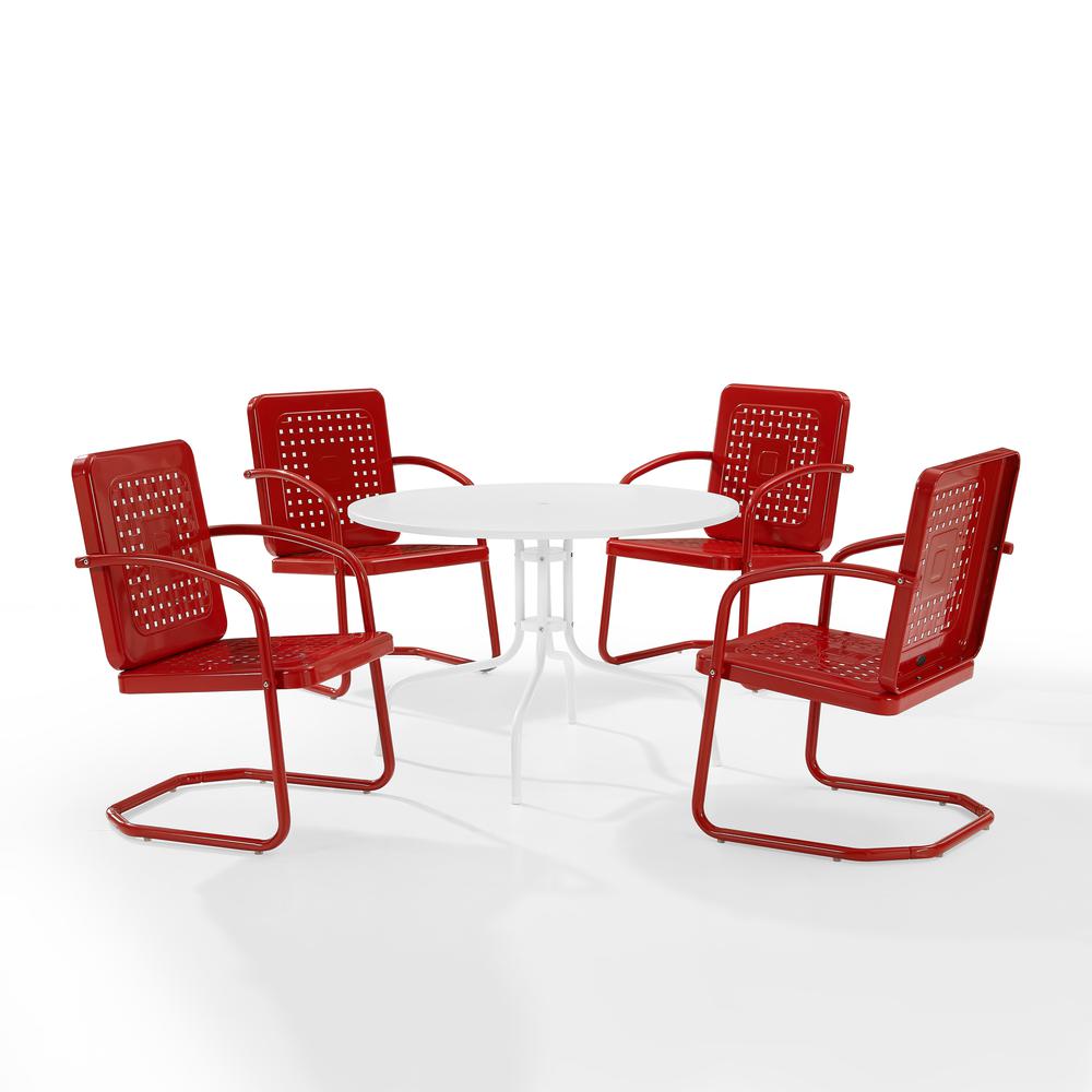 Bates 5Pc Round Retro Outdoor Dining Set - Dining Table & 4 Armchairs. Picture 4