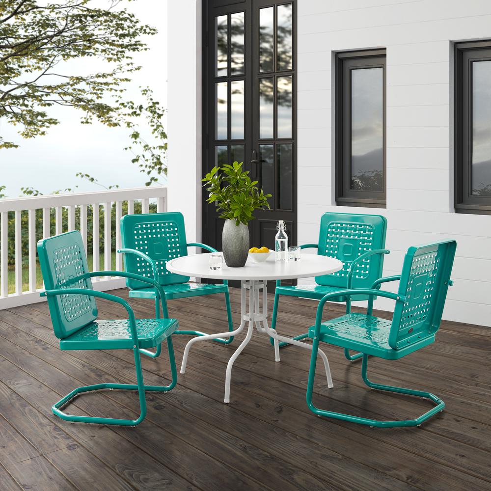 Bates 5Pc Round Retro Outdoor Dining Set - Dining Table & 4 Armchairs. Picture 8