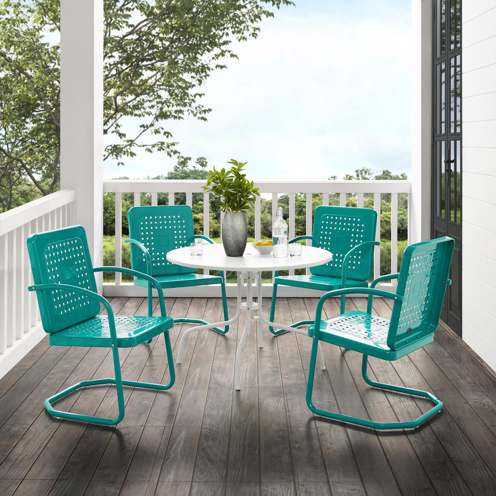 Bates 5Pc Round Retro Outdoor Dining Set - Dining Table & 4 Armchairs. Picture 6