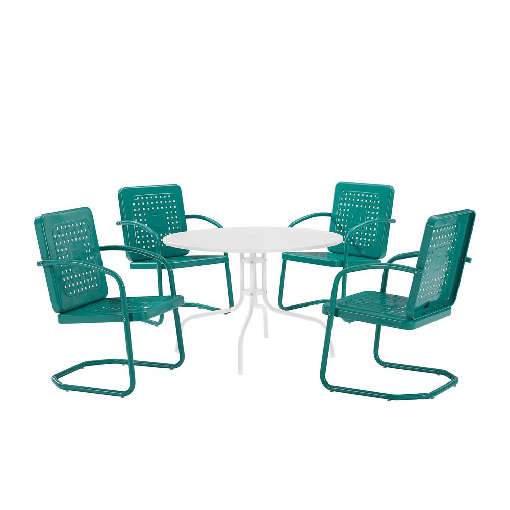 Bates 5Pc Round Retro Outdoor Dining Set - Dining Table & 4 Armchairs. Picture 7