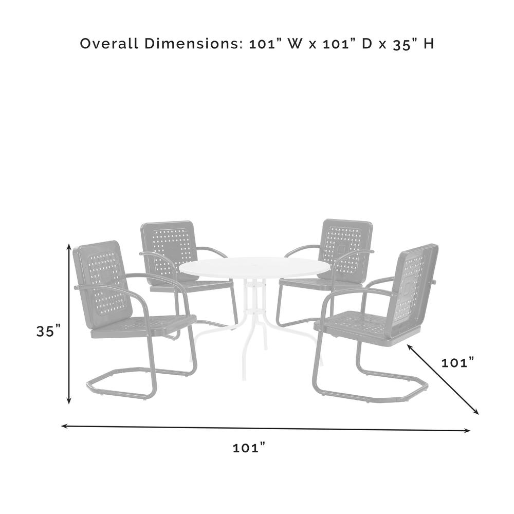 Bates 5Pc Round Retro Outdoor Dining Set - Dining Table & 4 Armchairs. Picture 5