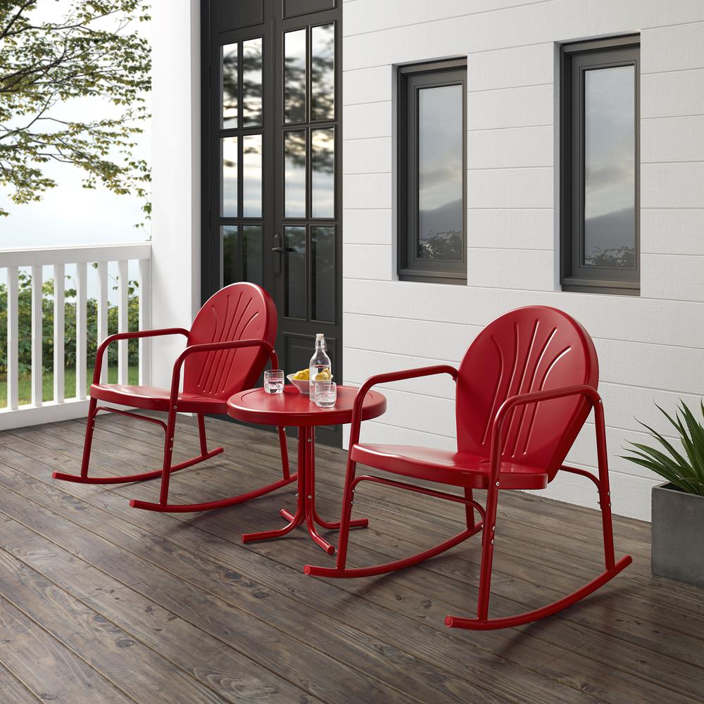 Griffith 3Pc Retro Outdoor Rocking Chair Set - Side Table & 2 Rocking Chairs. Picture 3