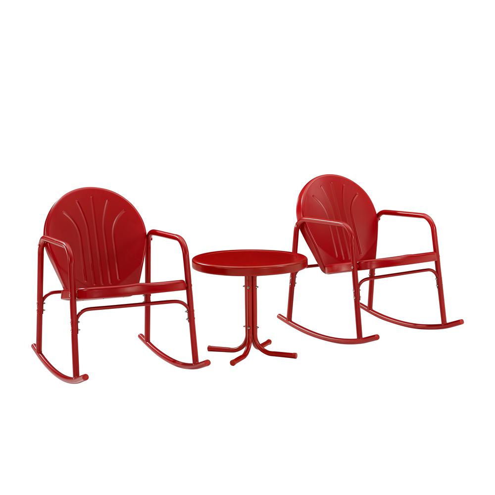 Griffith 3Pc Retro Outdoor Rocking Chair Set - Side Table & 2 Rocking Chairs. Picture 4