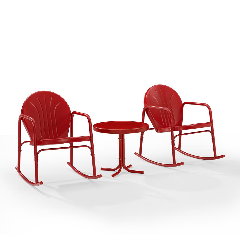 Griffith 3Pc Retro Outdoor Rocking Chair Set - Side Table & 2 Rocking Chairs. Picture 9