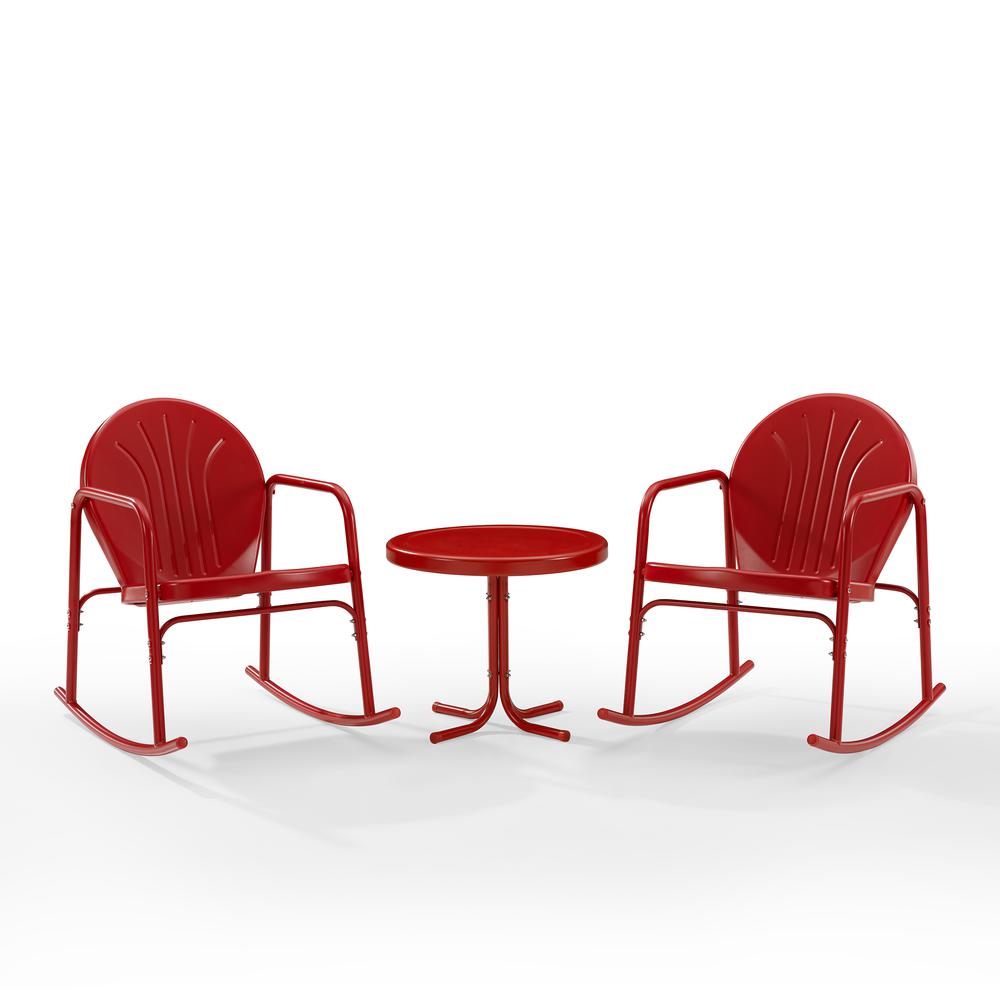 Griffith 3Pc Retro Outdoor Rocking Chair Set - Side Table & 2 Rocking Chairs. Picture 10