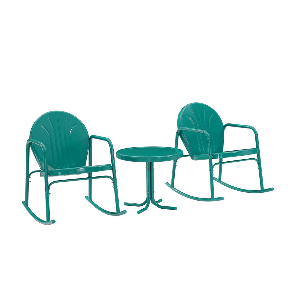 Griffith 3Pc Retro Outdoor Rocking Chair Set - Side Table & 2 Rocking Chairs. Picture 1