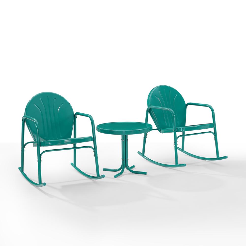 Griffith 3Pc Retro Outdoor Rocking Chair Set - Side Table & 2 Rocking Chairs. Picture 7
