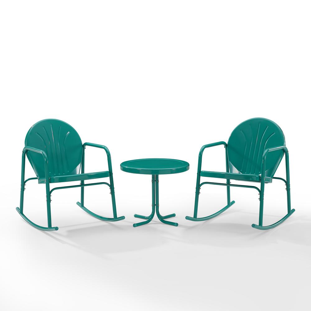 Griffith 3Pc Retro Outdoor Rocking Chair Set - Side Table & 2 Rocking Chairs. Picture 13