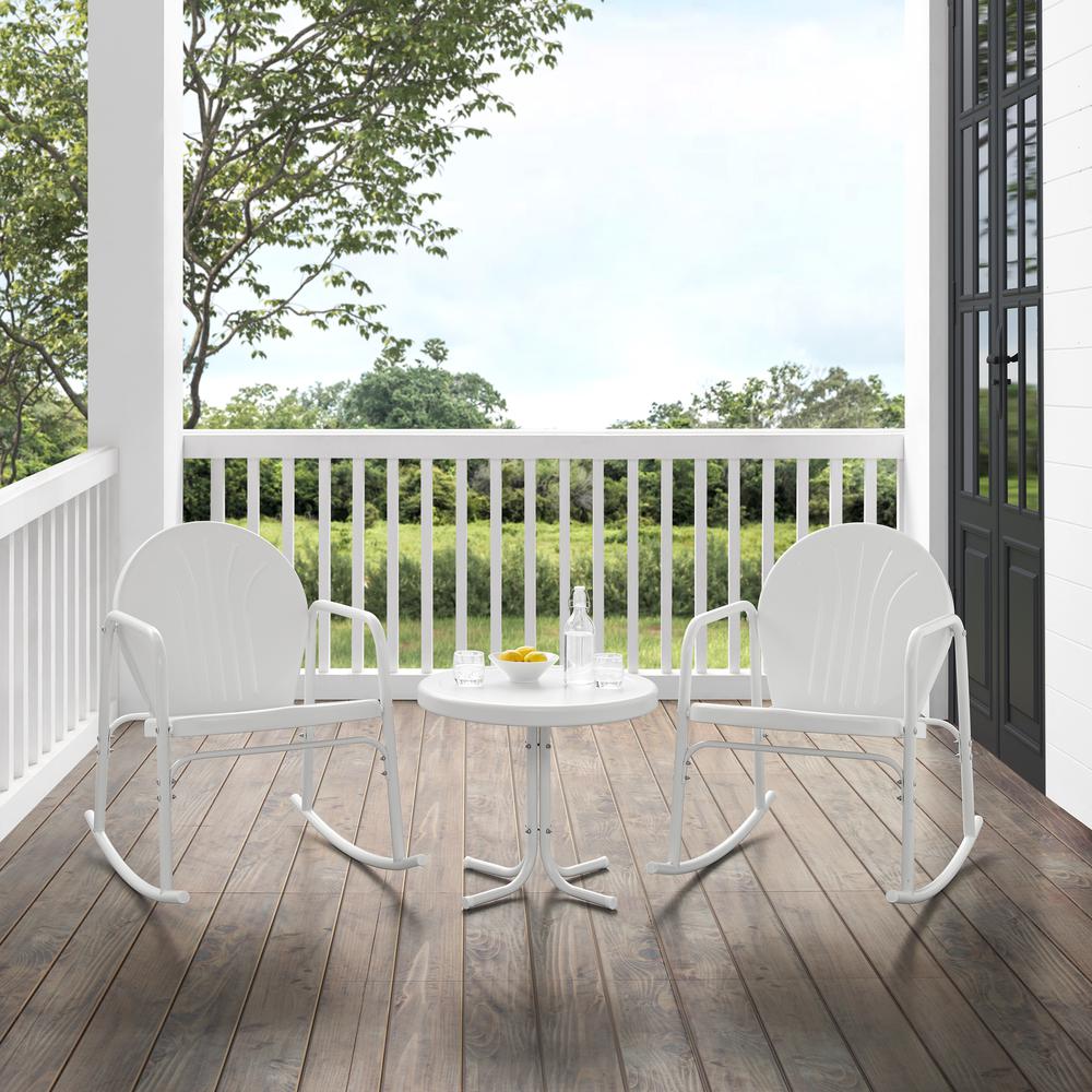 Griffith 3Pc Retro Outdoor Rocking Chair Set. Picture 3