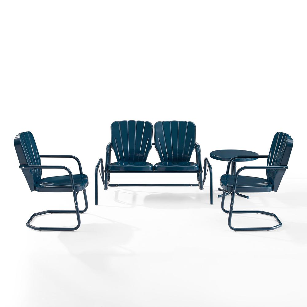 Ridgeland 4Pc Retro Outdoor Loveseat Glider Patio Set. Picture 2