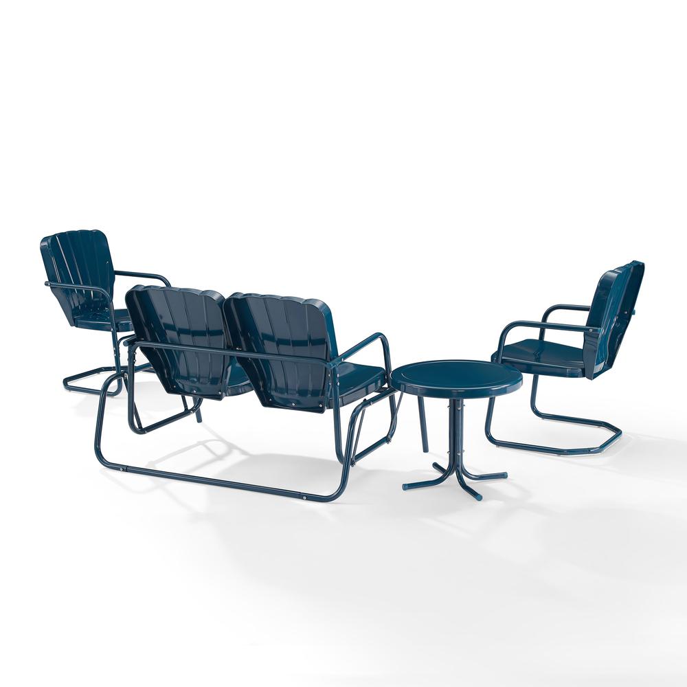 Ridgeland 4Pc Retro Outdoor Loveseat Glider Patio Set. Picture 3