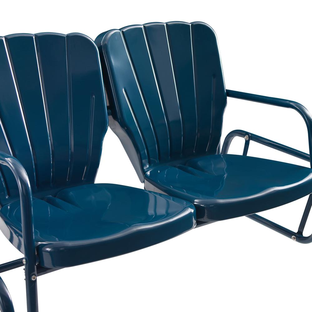 Ridgeland 4Pc Retro Outdoor Loveseat Glider Patio Set. Picture 4