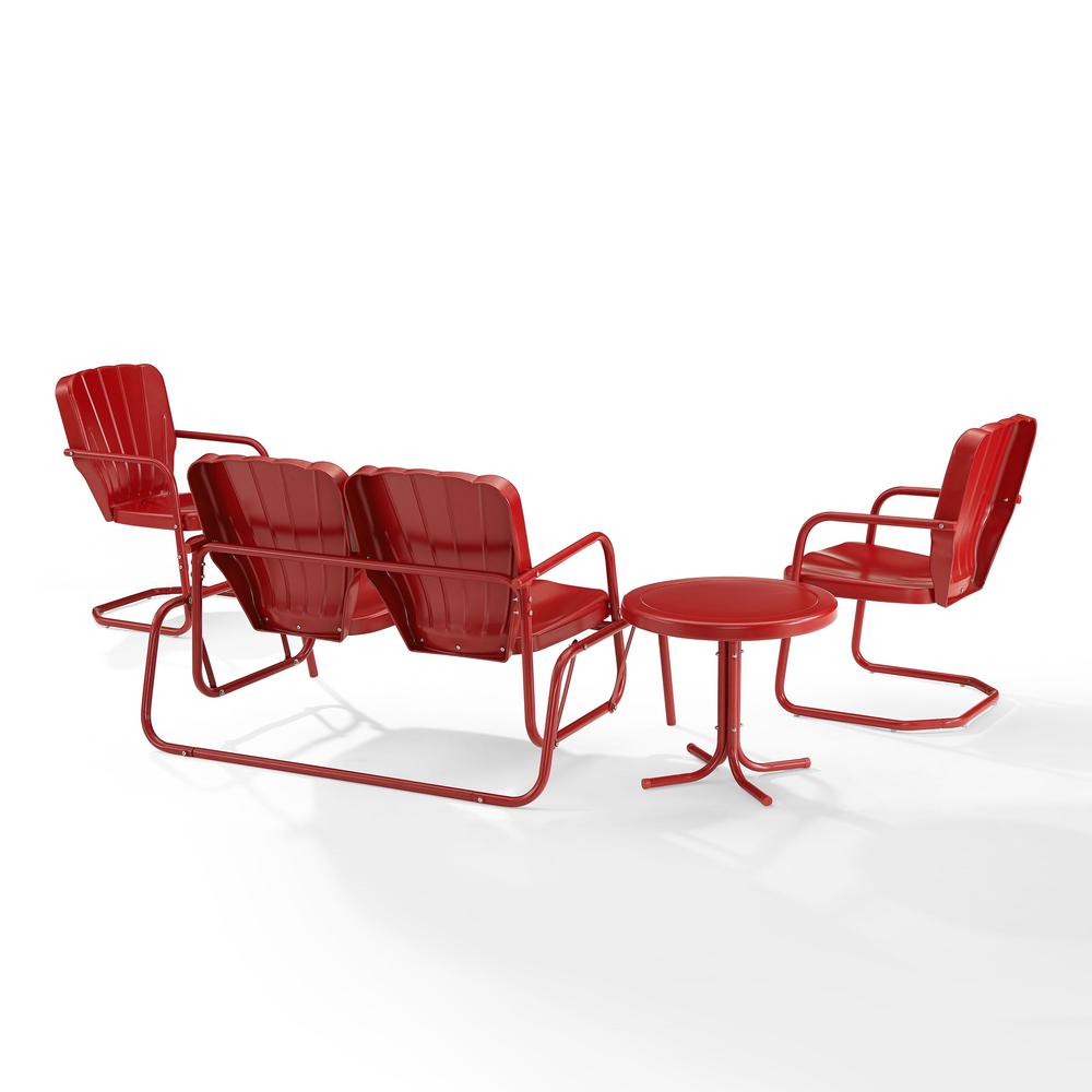 Ridgeland 4Pc Retro Outdoor Loveseat Glider Patio Set. Picture 3