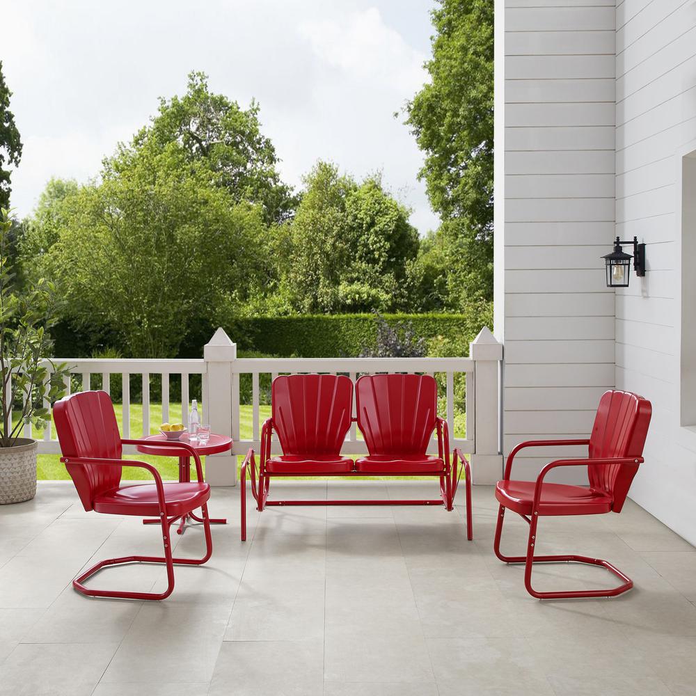 Ridgeland 4Pc Retro Outdoor Loveseat Glider Patio Set. Picture 5