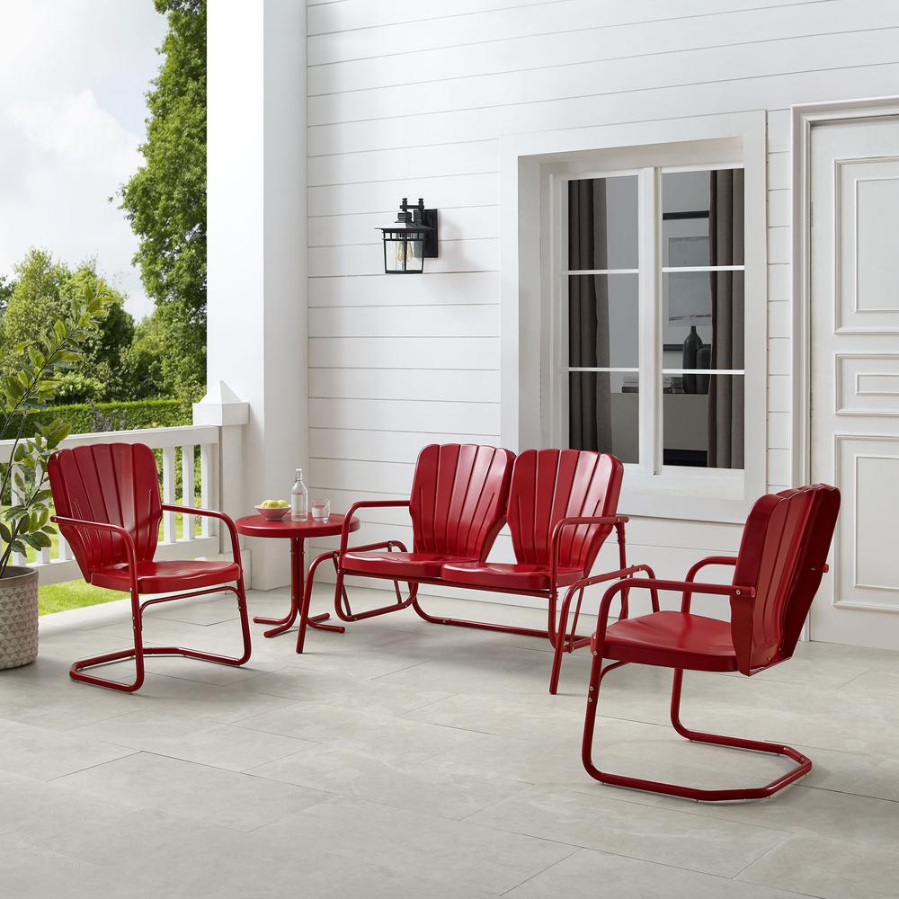 Ridgeland 4Pc Retro Outdoor Loveseat Glider Patio Set. Picture 6