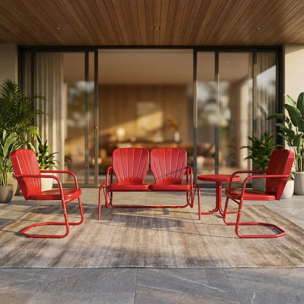 Outdoor Furniture Set with Loveseat Glider, Side Table, & 2 Armchairs. Picture 2