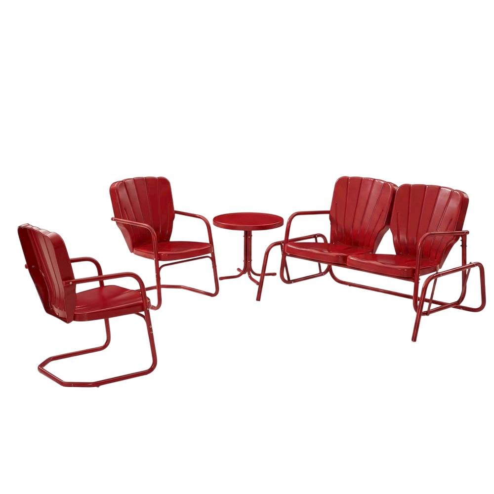 Outdoor Furniture Set with Loveseat Glider, Side Table, & 2 Armchairs. Picture 1