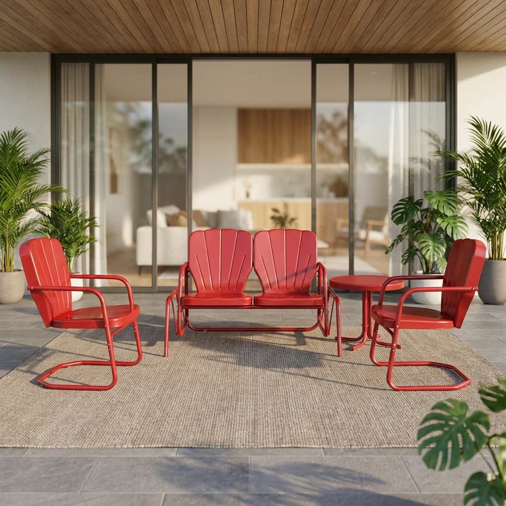 Outdoor Furniture Set with Loveseat Glider, Side Table, & 2 Armchairs. Picture 3
