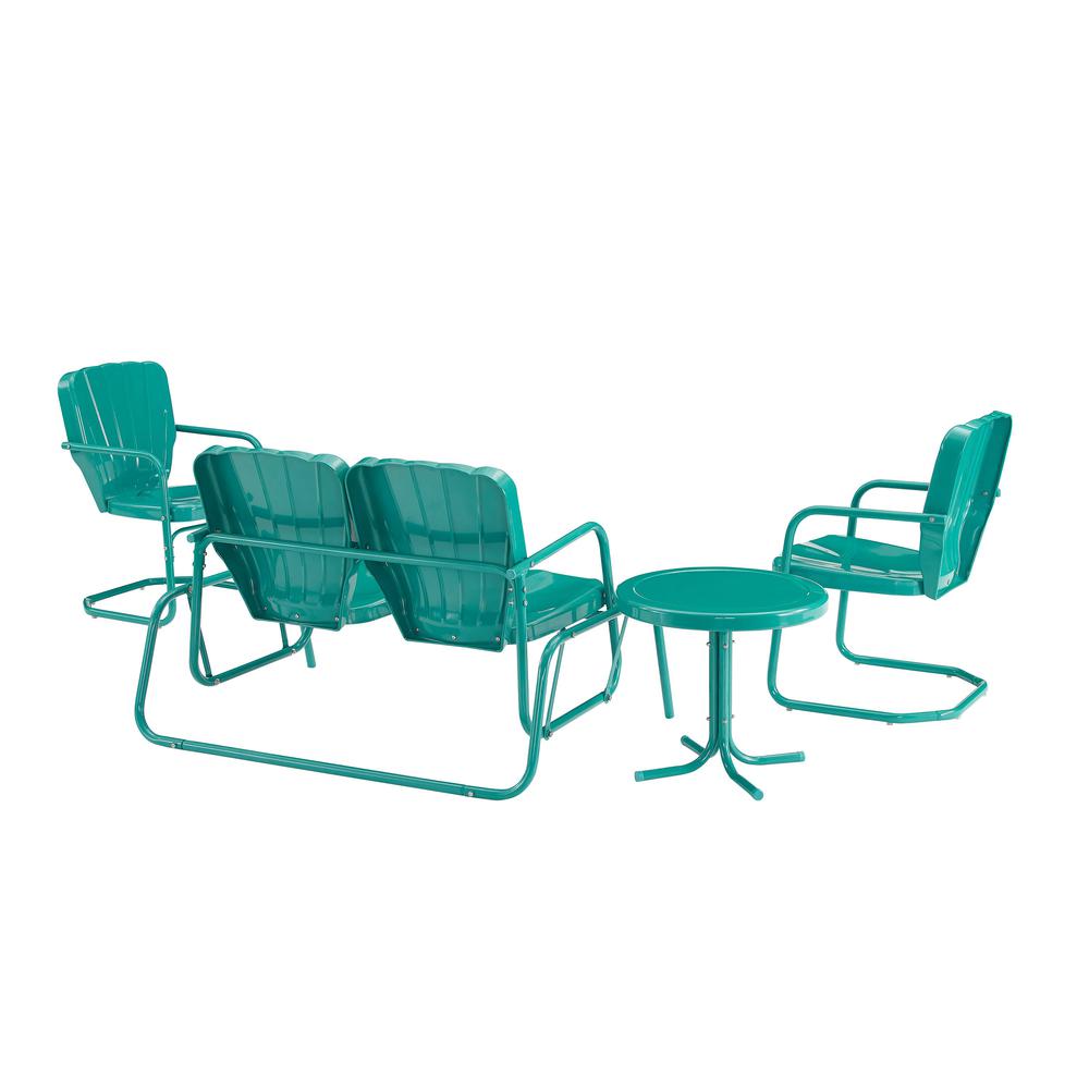 Ridgeland 4Pc Retro Outdoor Loveseat Glider Patio Set. Picture 3