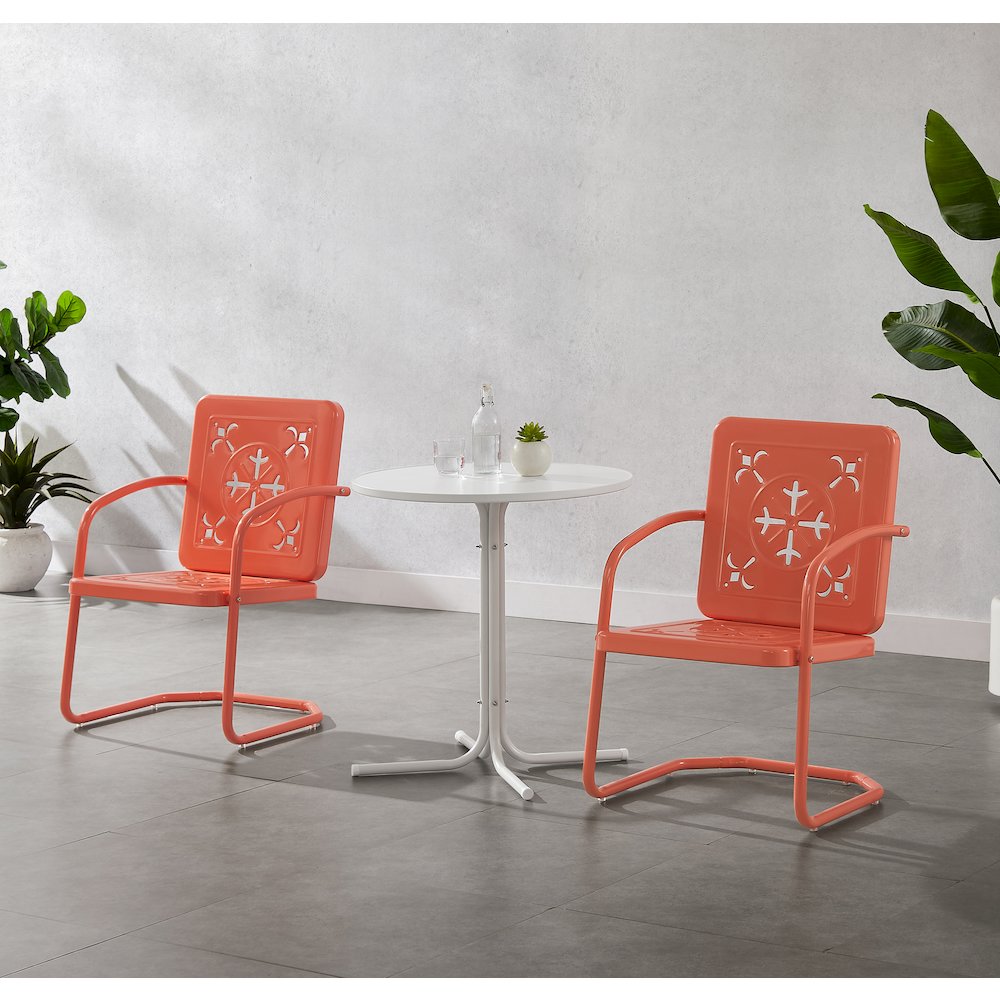 Azalea 3-Piece Retro Outdoor Bistro Set - Bistro Table & 2 Chairs. Picture 4