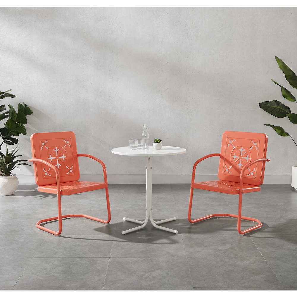 Azalea 3-Piece Retro Outdoor Bistro Set - Bistro Table & 2 Chairs. Picture 5