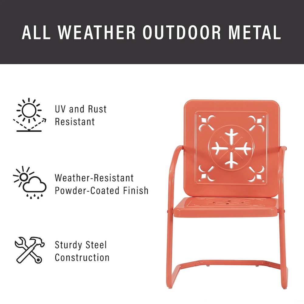 Azalea 3-Piece Retro Outdoor Bistro Set - Bistro Table & 2 Chairs. Picture 6