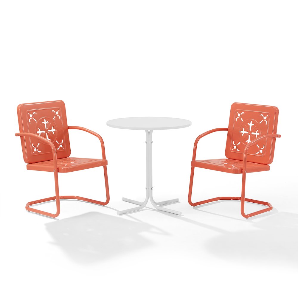 Azalea 3-Piece Retro Outdoor Bistro Set - Bistro Table & 2 Chairs. Picture 2