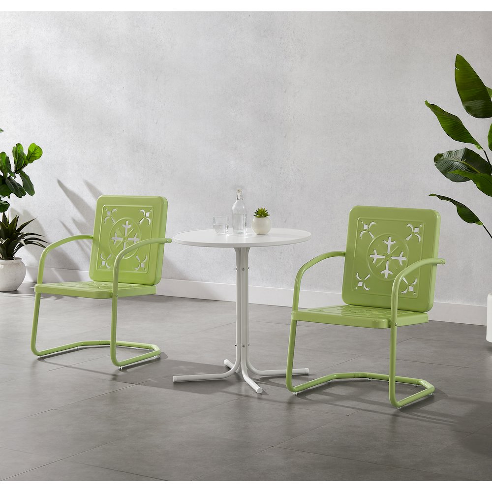 Azalea 3-Piece Retro Outdoor Bistro Set - Bistro Table & 2 Chairs. Picture 4