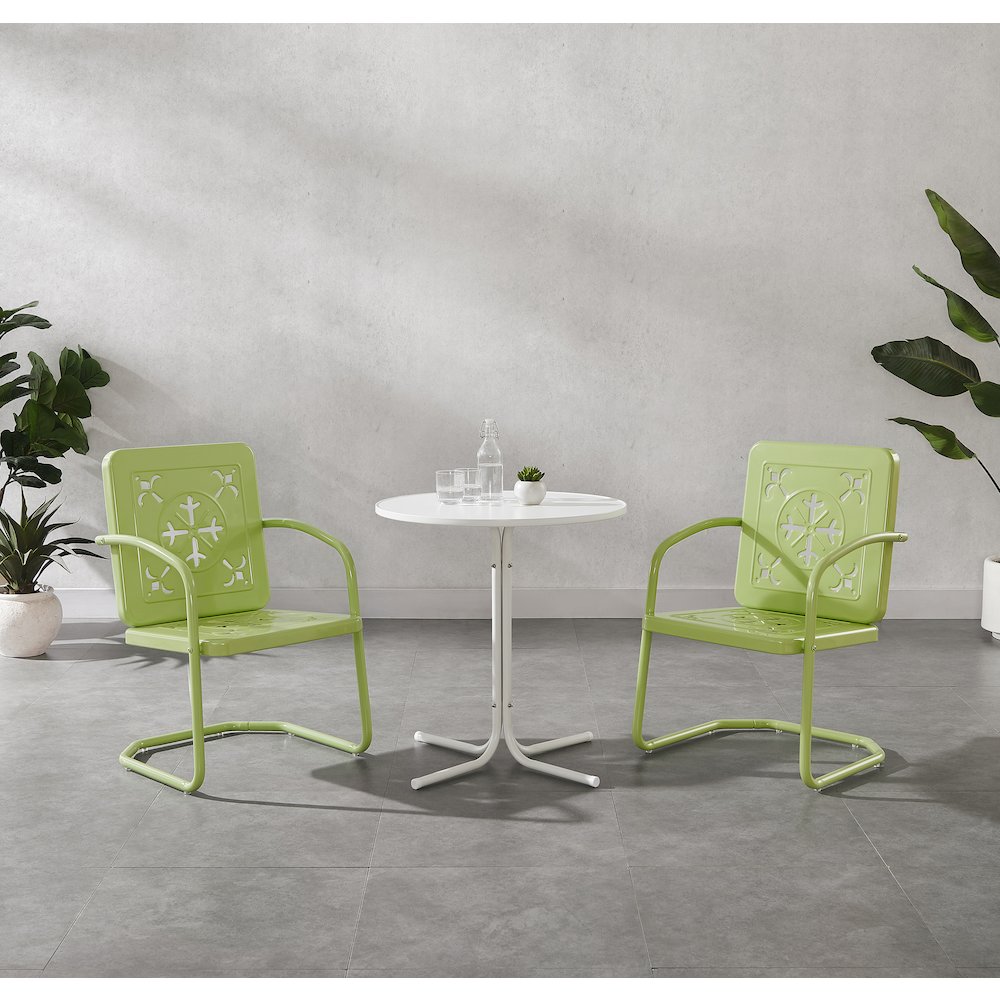 Azalea 3-Piece Retro Outdoor Bistro Set - Bistro Table & 2 Chairs. Picture 5