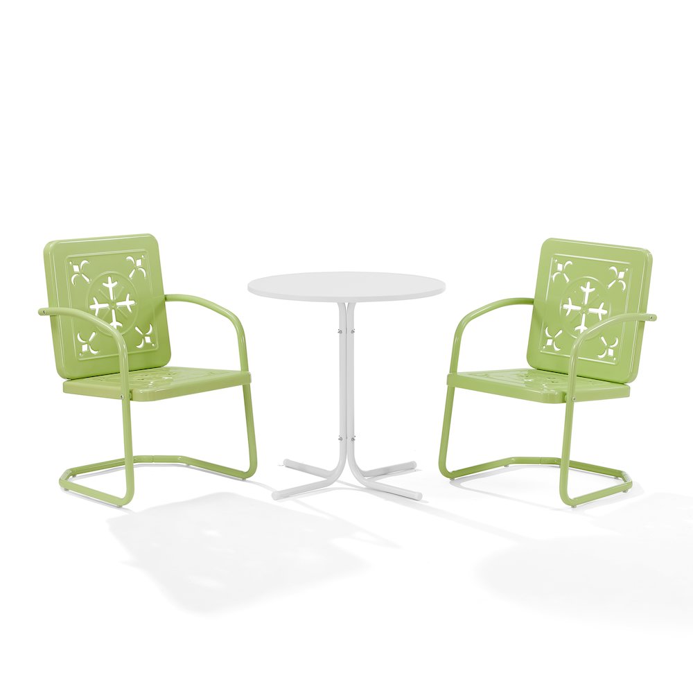 Azalea 3-Piece Retro Outdoor Bistro Set - Bistro Table & 2 Chairs. Picture 2