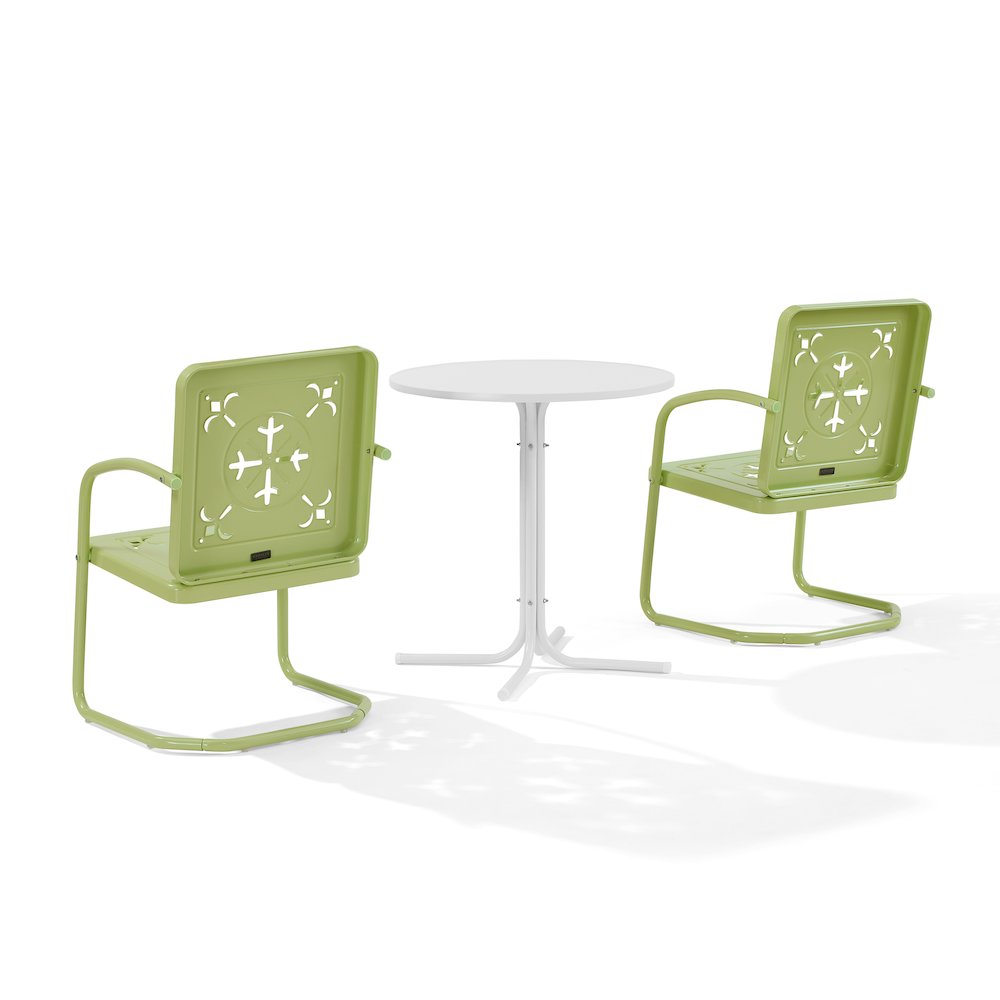 Azalea 3-Piece Retro Outdoor Bistro Set - Bistro Table & 2 Chairs. Picture 3