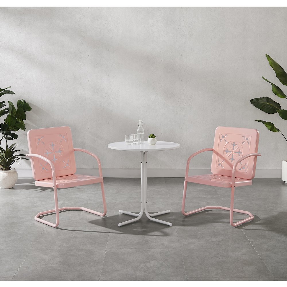 Azalea 3-Piece Retro Outdoor Bistro Set - Bistro Table & 2 Chairs. Picture 5