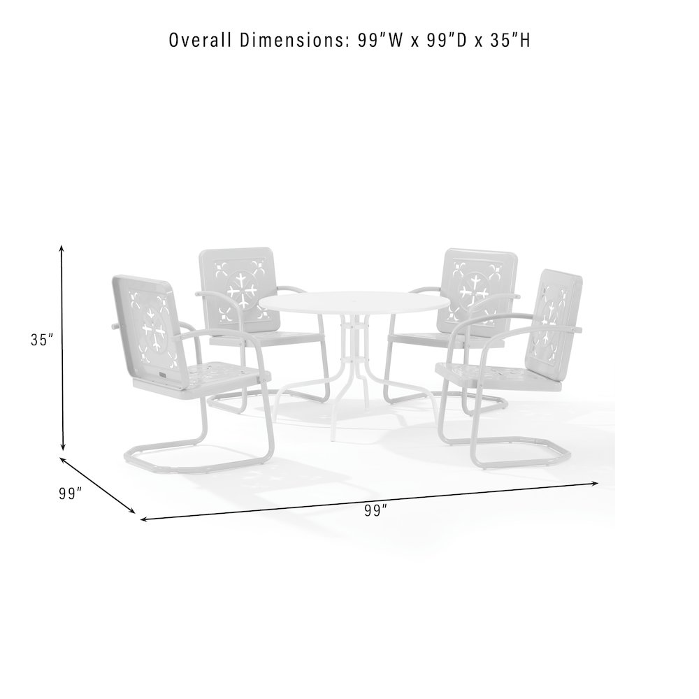 Azalea 5-Piece Round Retro Outdoor Dining Set - Table & 4 Chairs. Picture 8