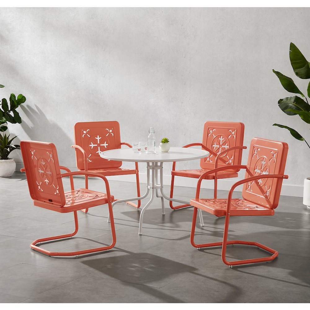 Azalea 5-Piece Round Retro Outdoor Dining Set - Table & 4 Chairs. Picture 3