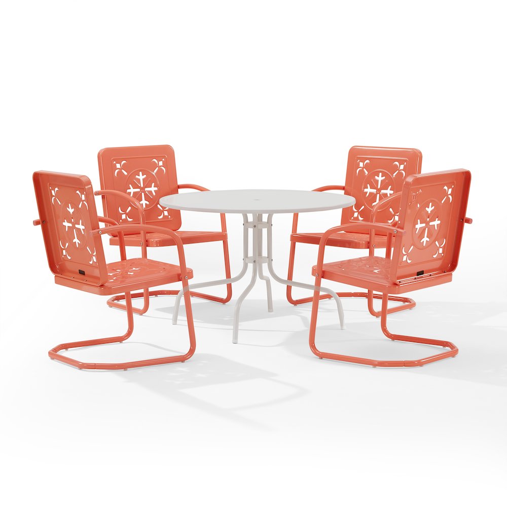 Azalea 5-Piece Round Retro Outdoor Dining Set - Table & 4 Chairs. Picture 2