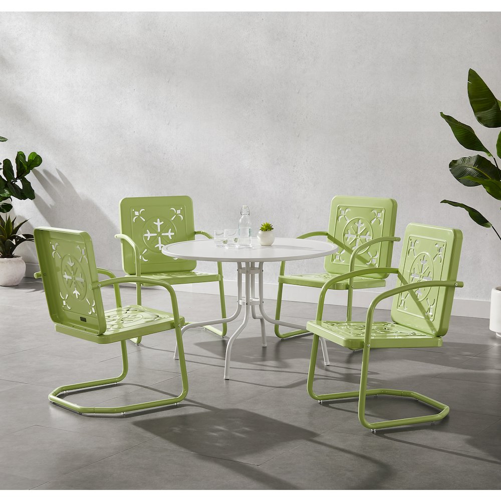 Azalea 5-Piece Round Retro Outdoor Dining Set - Table & 4 Chairs. Picture 3