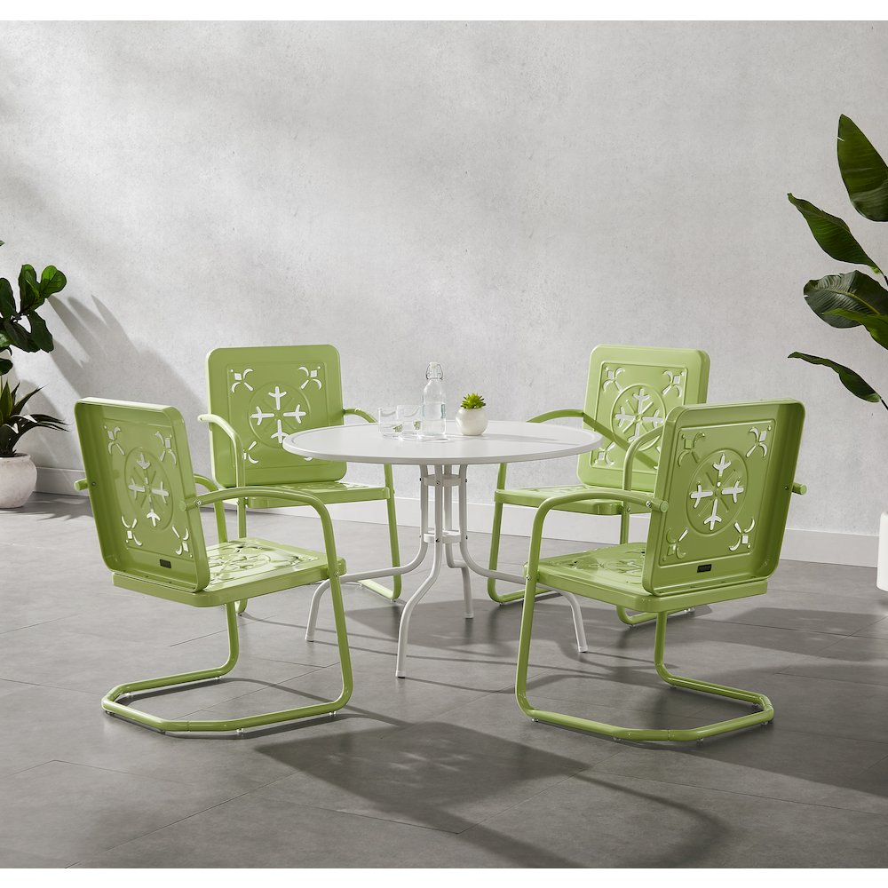 Azalea 5-Piece Round Retro Outdoor Dining Set - Table & 4 Chairs. Picture 4