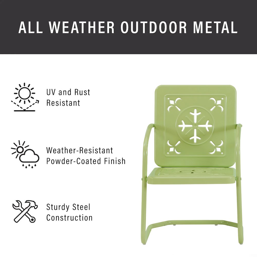 Azalea 5-Piece Round Retro Outdoor Dining Set - Table & 4 Chairs. Picture 5
