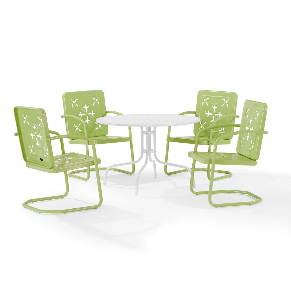 Azalea 5-Piece Round Retro Outdoor Dining Set - Table & 4 Chairs. Picture 1